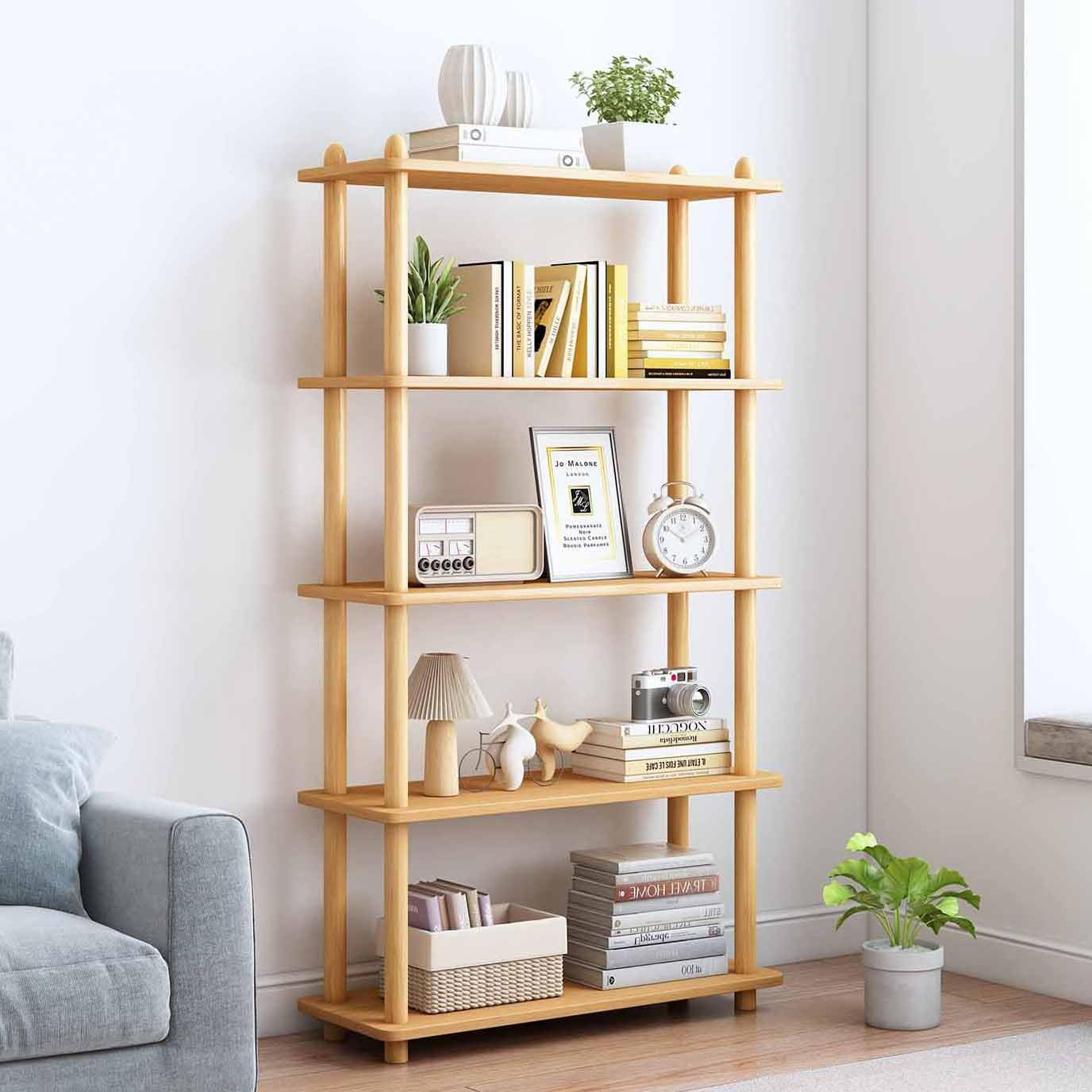 Amazon.com: IOTXY 5-Tier Wooden Shelf Bookcase - Modern Open
